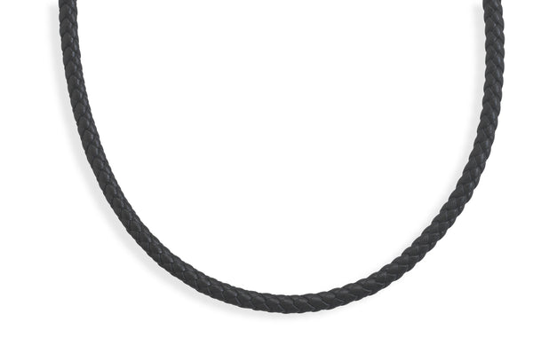 Men's 20 Braided Black Leather Choker Necklace