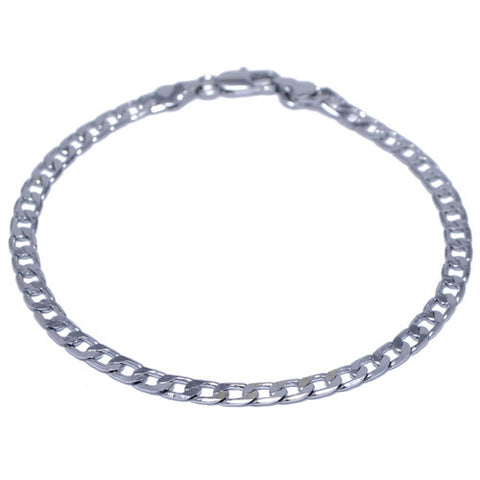 4mm Silver Plated Curb Chain Bracelet 9 Inch