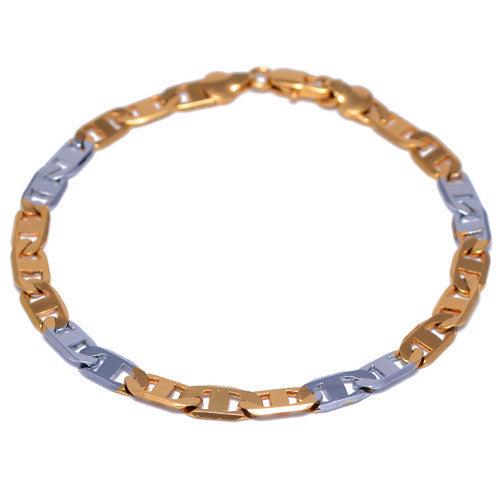 4mm Gold and Silver Plated Marina Link Bracelet for Men
