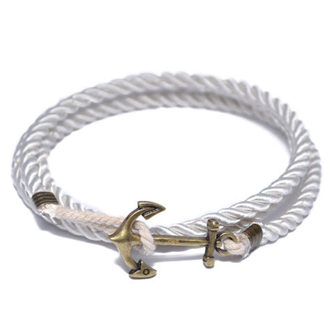 White Nautical Anchor Wrap Bracelet