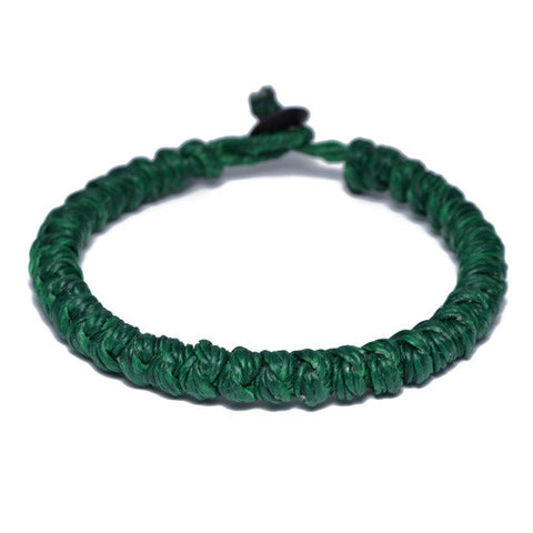 Green Wax Cotton Thread Buddhist Bracelet