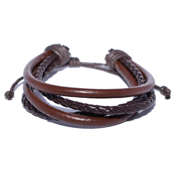men's black leather bracelet