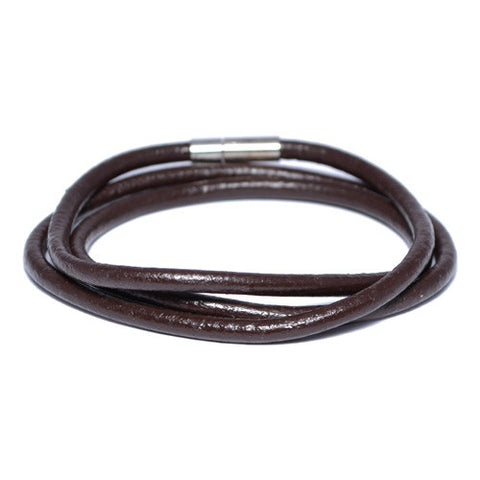 Brown Leather Triple Wrap Bracelet for Men