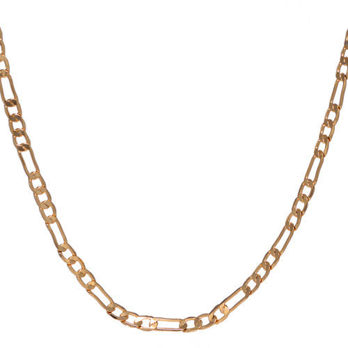 4mm Yellow Gold Plated Figaro Chain Necklace For Men