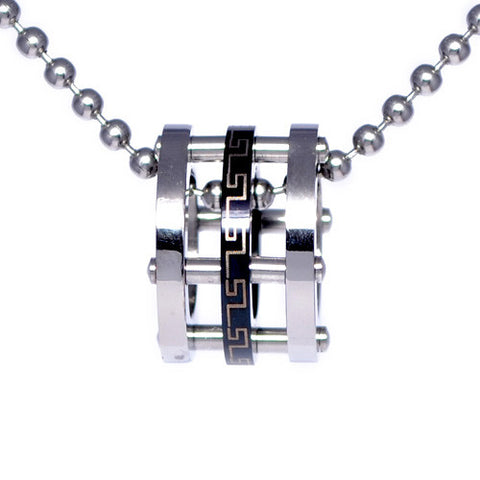 Greek Pattern Stainless Steel Ring Pendant