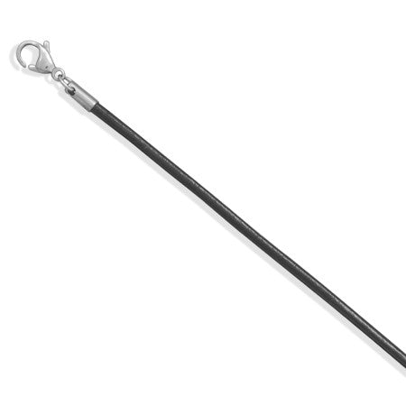 24" 2.5mm Black Leather Necklace with Stainless Steel