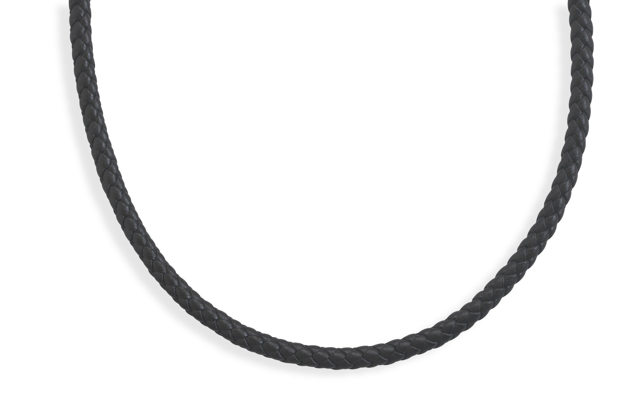 Men's 20" Braided Black Leather Choker Necklace