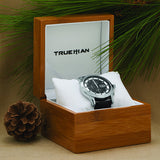 Men's Black Leather Chrono Watch