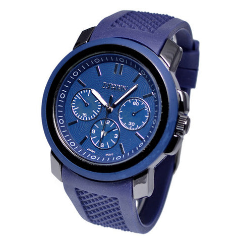 Blue Rubber Band Chronograph Style Watch