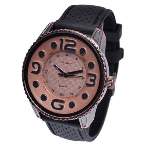 Black Rubber Band Large Number Watch for Men