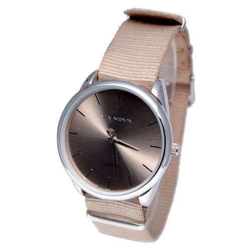 Men's Beige Nylon Strap Classic Watch