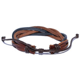 Men's Black and Brown Twisted Leather Bracelet