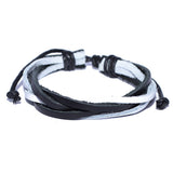 Black and White Twisted Leather Bracelet