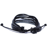Men's Black Leather Multi-Strand Bracelet