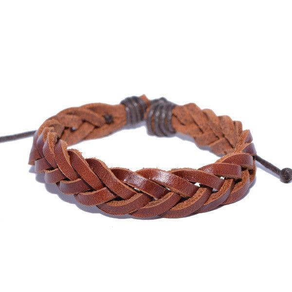 Men's Buck Brown Braided Leather Bracelet