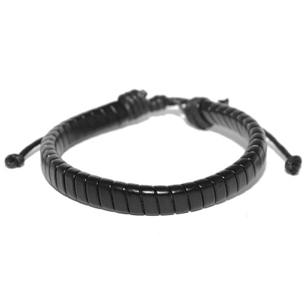 mens black leather bracelet