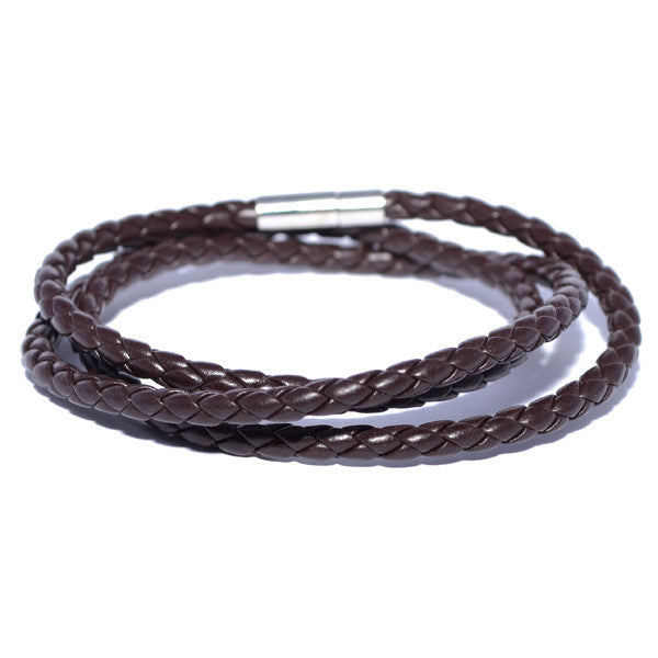 Men's Brown Braided Leather Bracelet