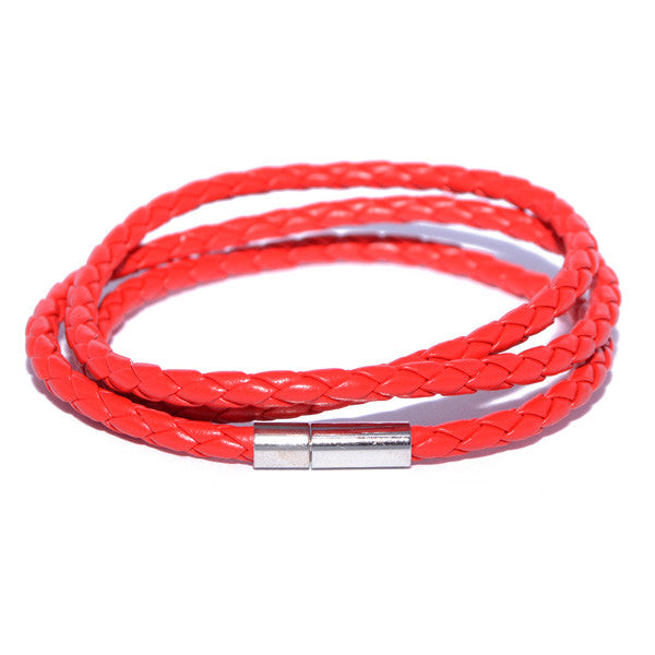 Men's Red Braided Leather Bracelet