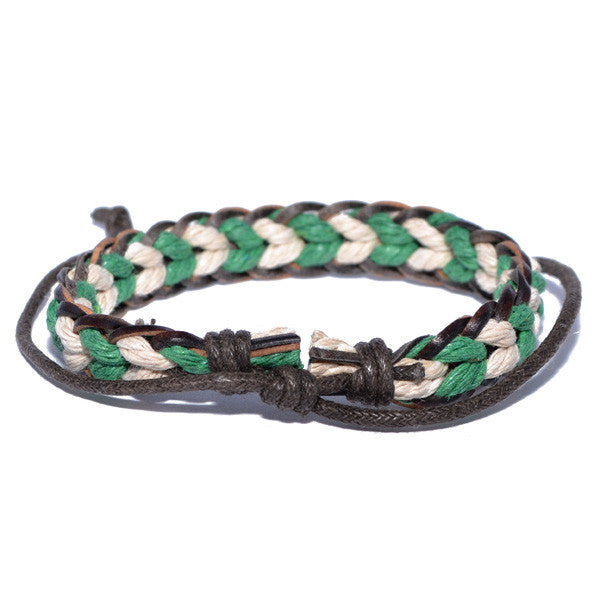 Men's Two-Tone Green and White Surfer Bracelet