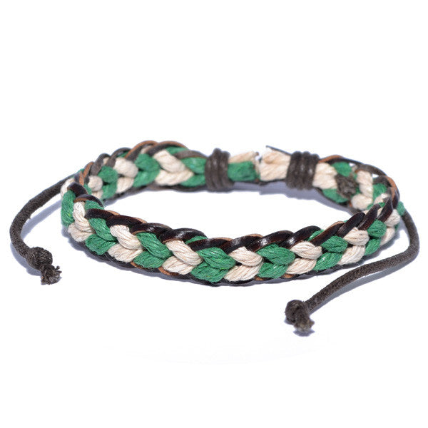 Men's Two-Tone Green and White Surfer Bracelet