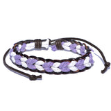 Men's Braided Purple and White Surfer Wristband Bracelet