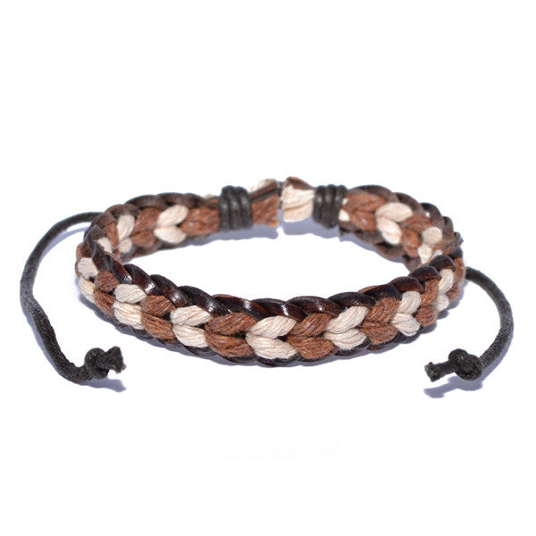 Men's Two-Tone Brown and White Surfer Bracelet