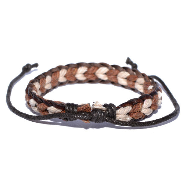 Men's Two-Tone Brown and White Surfer Bracelet