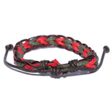 Men's Braided Red and Green Surfer Wristband Bracelet