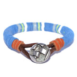 Men's Blue Threaded Leather Bracelet