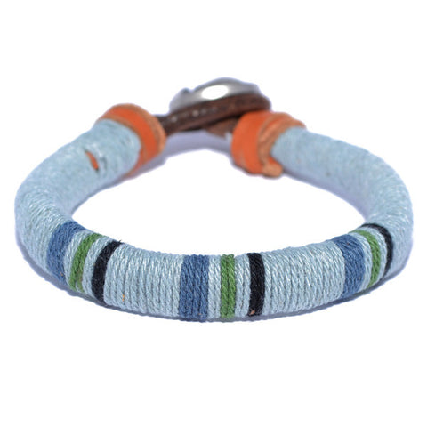 Men's Sailor Gray Threaded Leather Bracelet