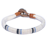 Men's White Threaded Leather Bracelet