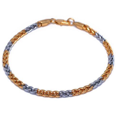 Men's 4mm Silver and Gold Plated Franco Bracelet 9 Inch