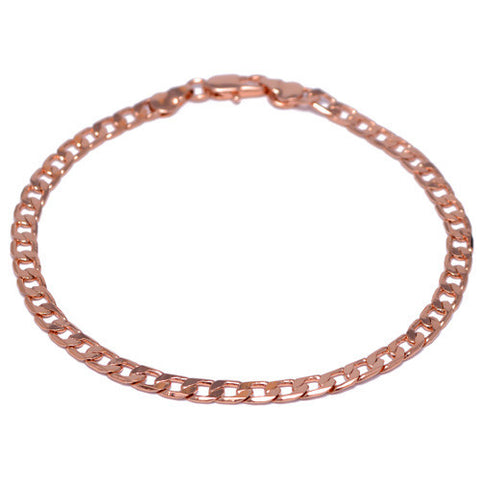 Mens 4mm Rose Gold Plated Curb Link Bracelet