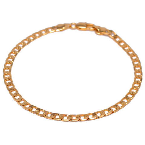 Men's 4mm Gold Plated Curb Link Bracelet 9 Inch