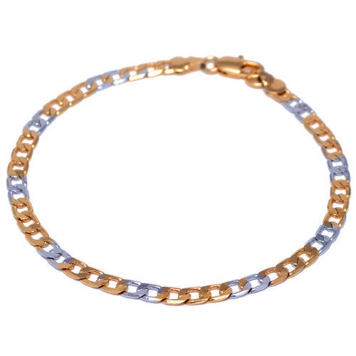 Men's 4mm Gold and Silver Plated Curb Link Bracelet