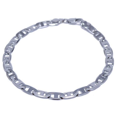 4mm Silver Plated Marina Link Bracelet for Men 9 Inch