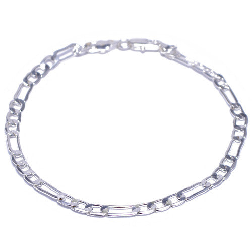 4mm Chrome Plated Figaro Link Bracelet for Men