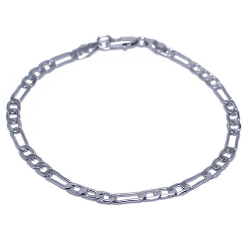Men's 4mm Silver Plated Figaro Link Bracelet