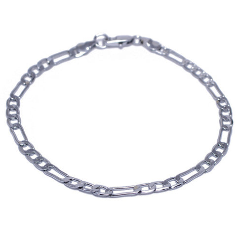 Men's 4mm Silver Plated Figaro Link Bracelet