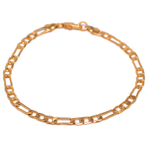 Men's 4mm Yellow Gold Plated Figaro Link Bracelet