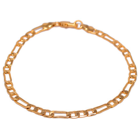 Men's 4mm Gold Plated Figaro Link Bracelet