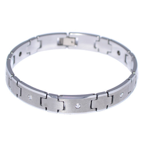 Tungsten Carbide CZ Brushed Men's Bracelet