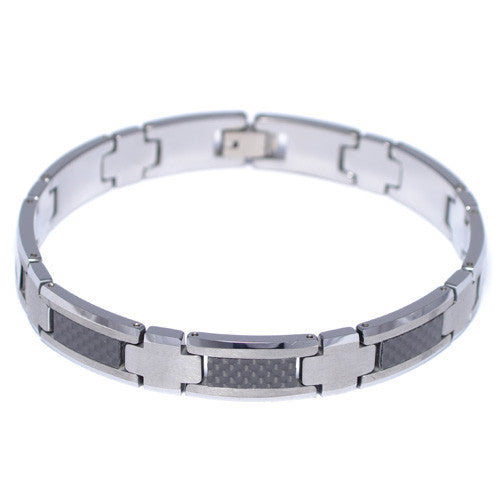 Tungsten Carbide Carbon Fiber Inlay Bracelet for Men