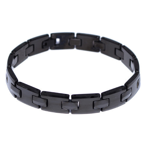 Men's Black Tungsten Carbide Link Bracelet