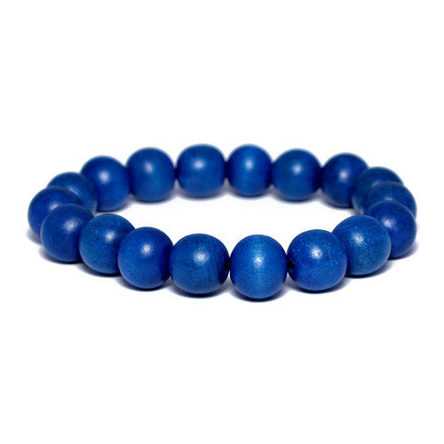 Men's Dark Blue Wooden Bead Bracelet