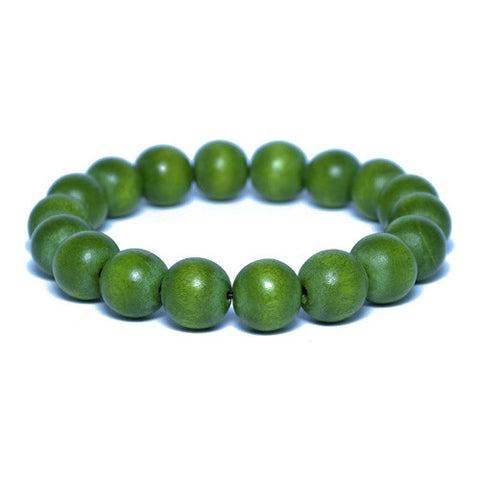 Light Forrest Green Wooden Bead Bracelet