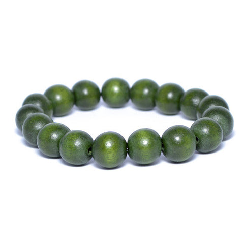 Men's Dark Forest Green Wooden Bead Bracelet