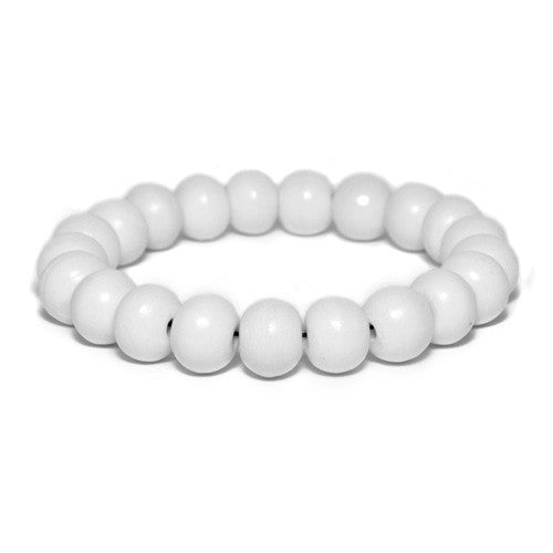 Men's White Bone Bead Bracelet 
