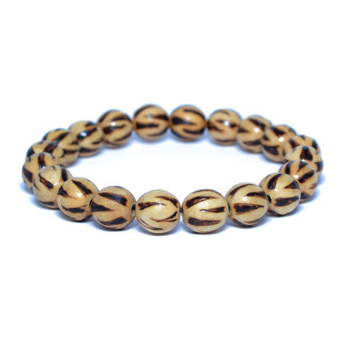 Burnt Wooden Bead Bracelet 