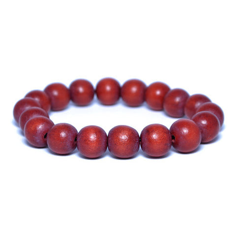 Men's Red Brown Mahogany Wooden Bead Bracelet